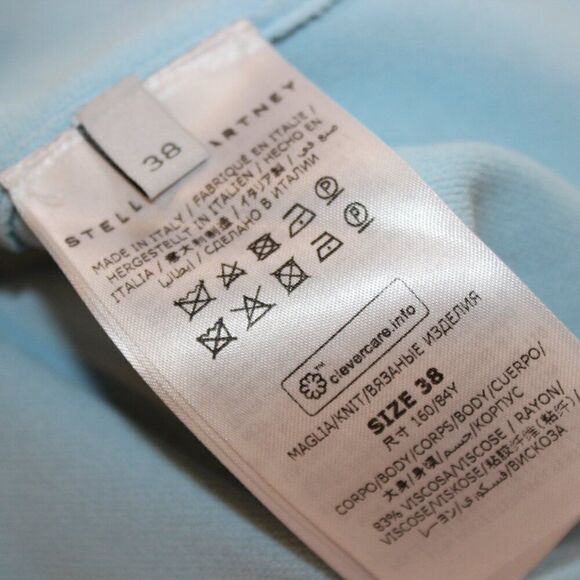 STELLA MCCARTNEY Light Blue  sweater Top with asymmetrical hem Women size 38 ( s - Picture 12 of 14